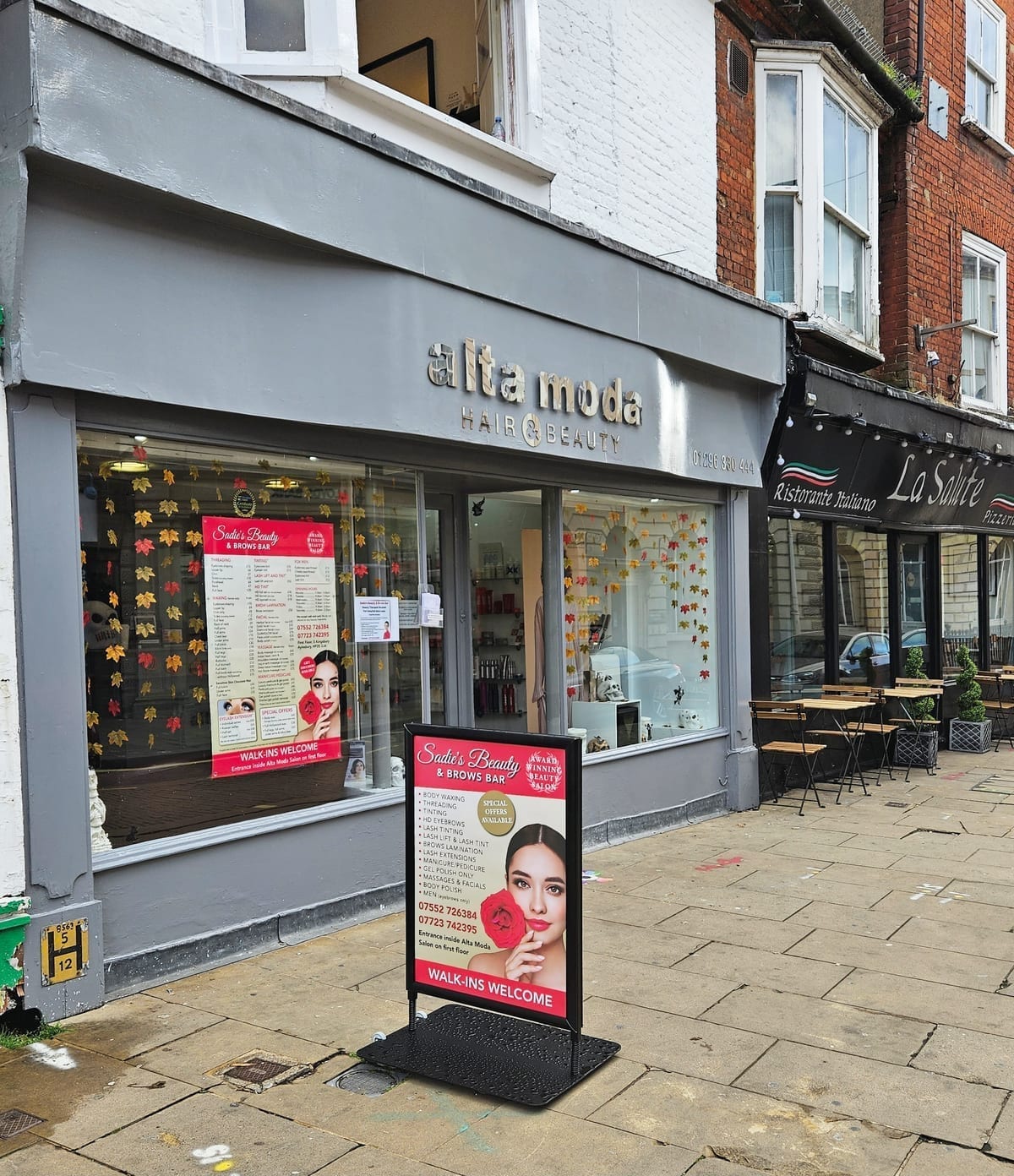 Sadie Aesthetics Clinic salon entrance at Alta Moda Hair Salon, Kingsbury, Aylesbury